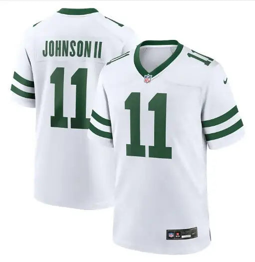 White and green Jermaine Johnson II New York Jets Nike game jersey product image