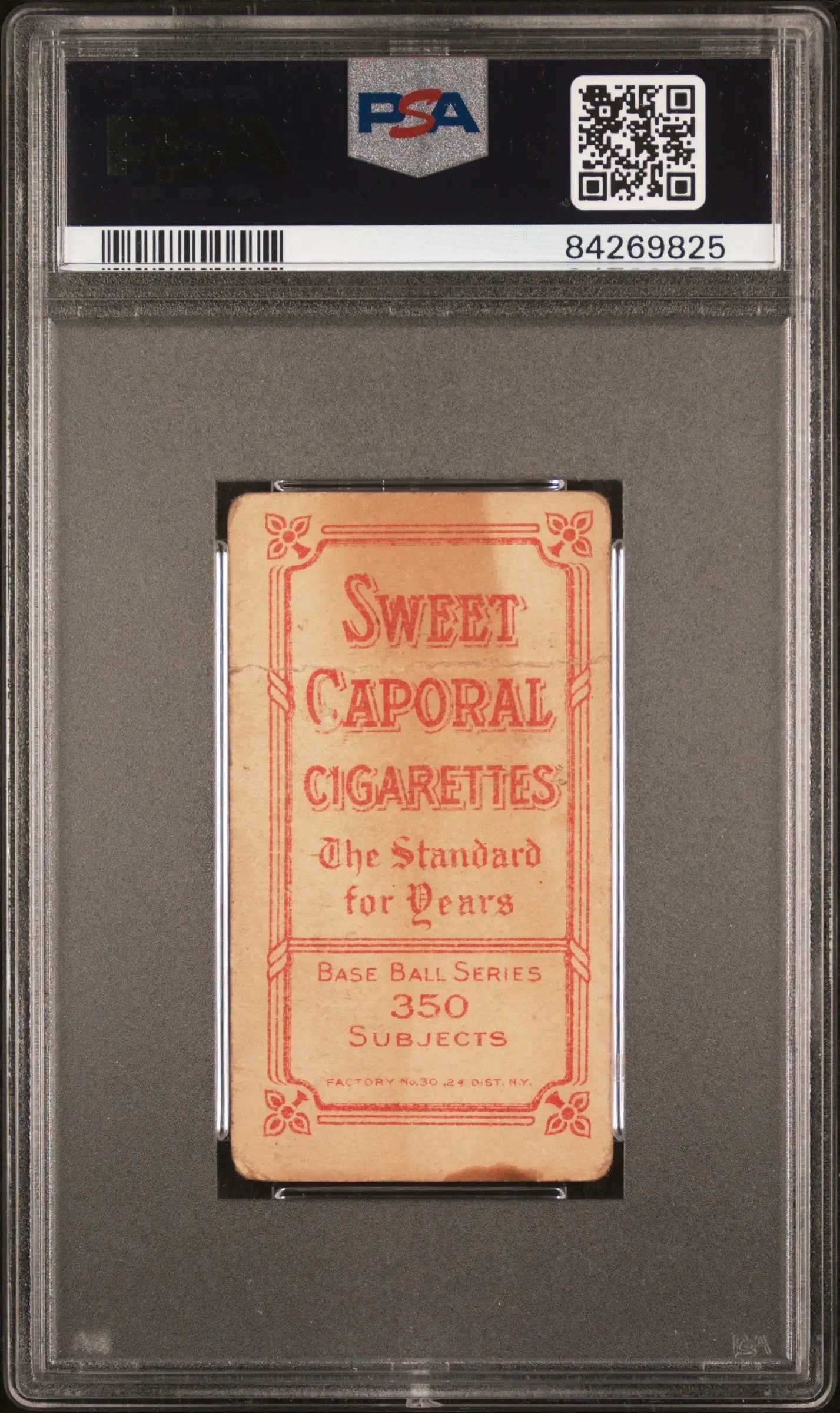 PSA-graded Jerry Freeman T206 Sweet Caporal cigarette card with red text on light background