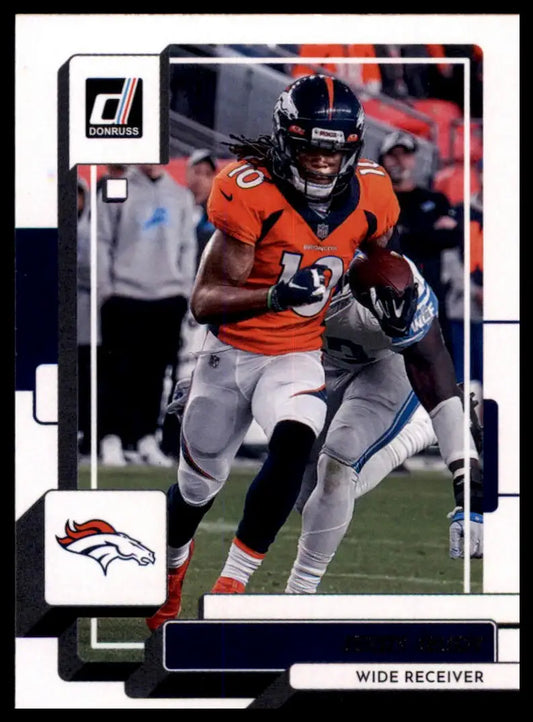 Football trading card featuring Jerry Jeudy from 2022 Donruss Denver Broncos collection