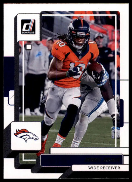 Football trading card featuring Jerry Jeudy from 2022 Donruss Denver Broncos series