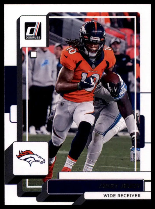 Football trading card of Jerry Jeudy from 2022 Donruss series featuring Denver Broncos