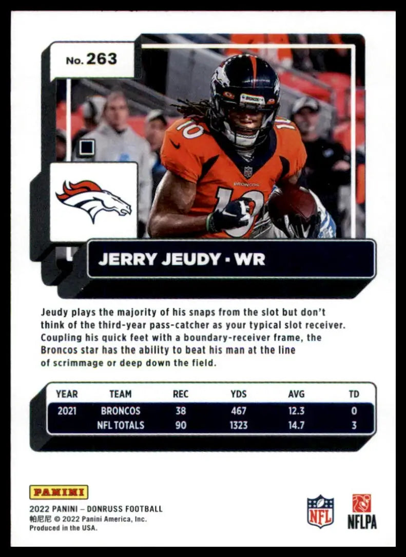 Jerry Jeudy football card from 2022 Donruss #263 Denver Broncos collection
