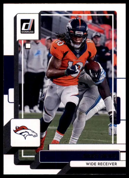 Football trading card of Jerry Jeudy from 2022 Donruss Denver Broncos product