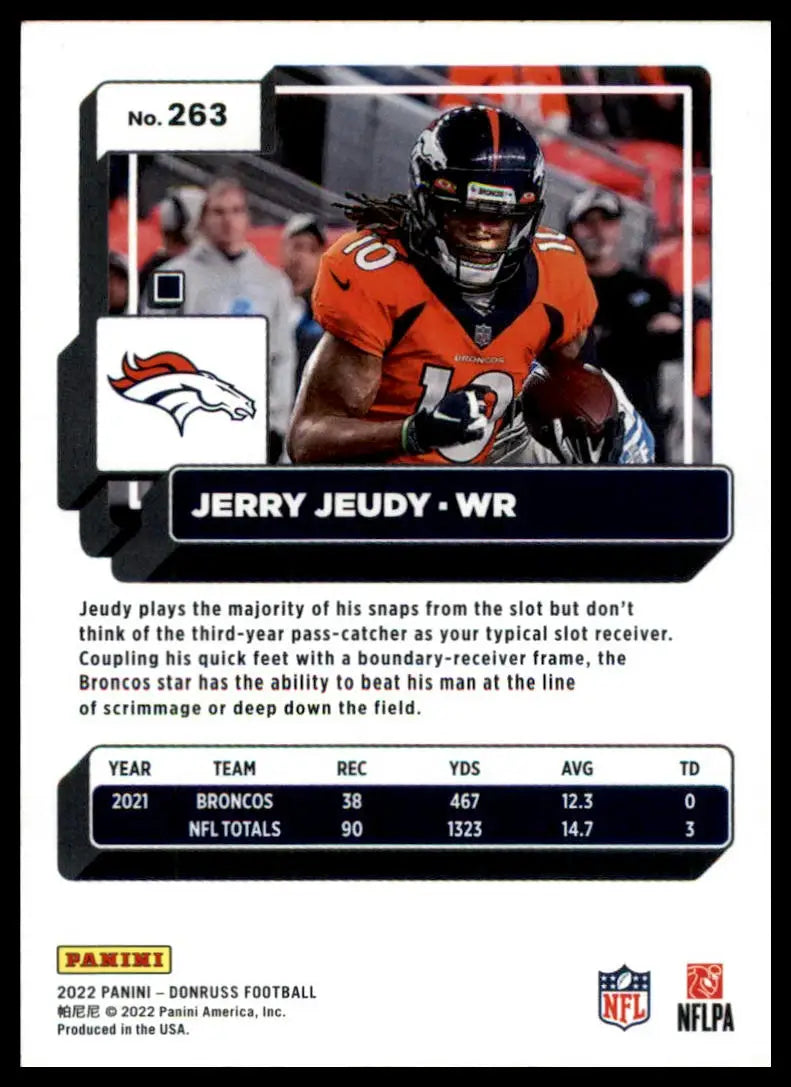 Jerry Jeudy football card from 2022 Donruss Denver Broncos collection