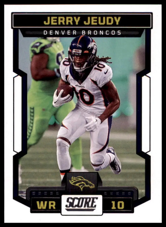 Jerry Jeudy football card from 2023 Score #71 Denver Broncos product display