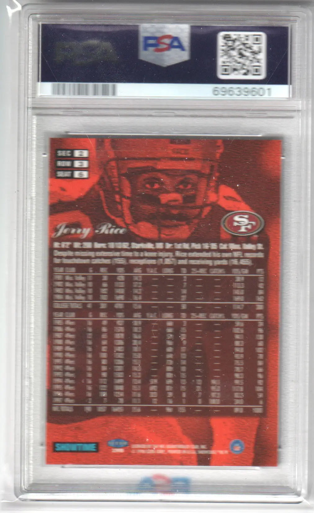 Graded Jerry Rice 1998 Flair Showcase #6 Row 3 PSA 8 NM football card from Columbia Hobby