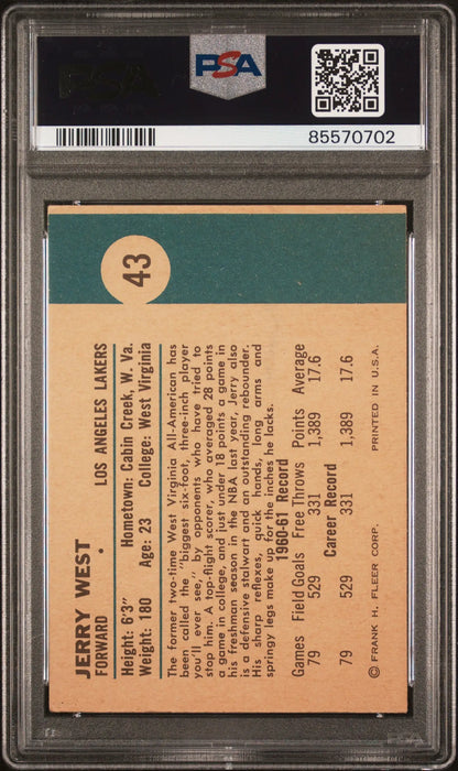 Jerry West 1961 Fleer #43 PSA 4 Vg-Ex - Singles