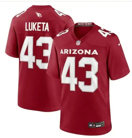 Cardinal red Jesse Luketa Arizona Cardinals Nike team game jersey with number 43