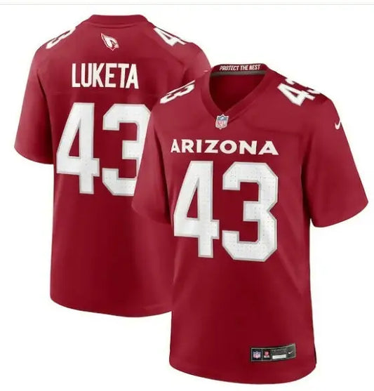 Cardinal red Jesse Luketa Arizona Cardinals Nike team game jersey with number 43