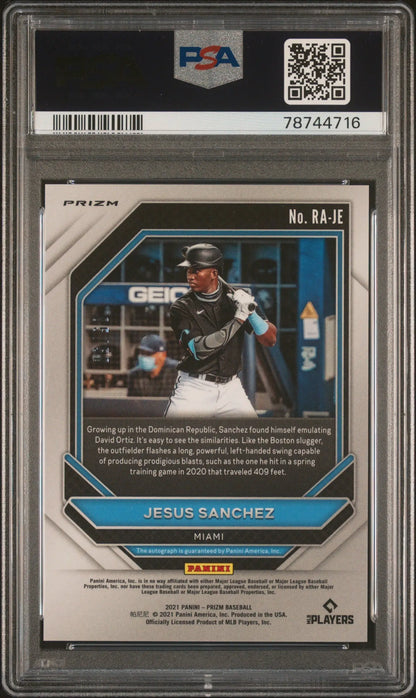 Encased JESUS SANCHEZ 2021 Panini Prizm Rookie Autograph in Columbia Hobby case