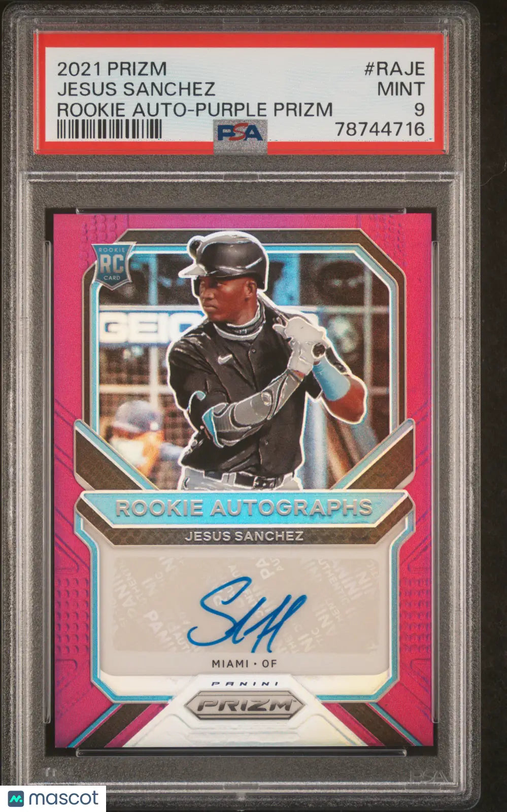 Graded Jesus Sanchez rookie autograph baseball card Panini Prizm Rookie PSA 9 Columbia Hobby