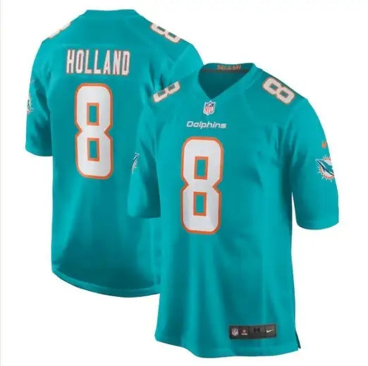 Teal Miami Dolphins Jersey with Holland 8 name and number for Jevon Holland Nike Game Player Jersey