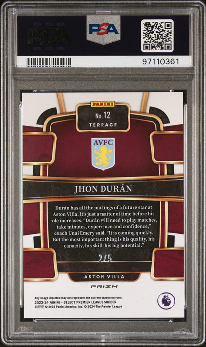 Jhon Duran 2023 Panini Select Premier League Green Prizm card PSA 10 Gem Mint