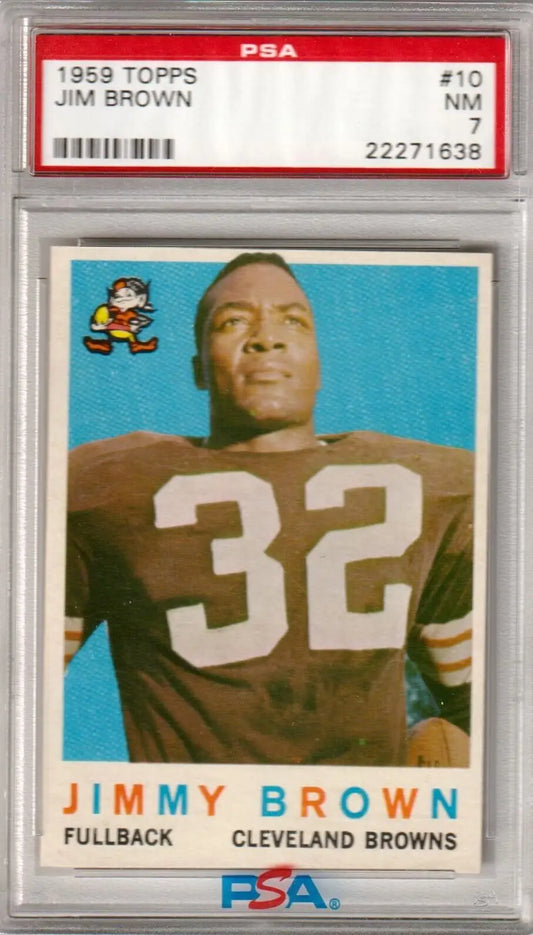 Graded 1959 Topps Jim Brown football card in NM condition from Columbia Hobby eBay
