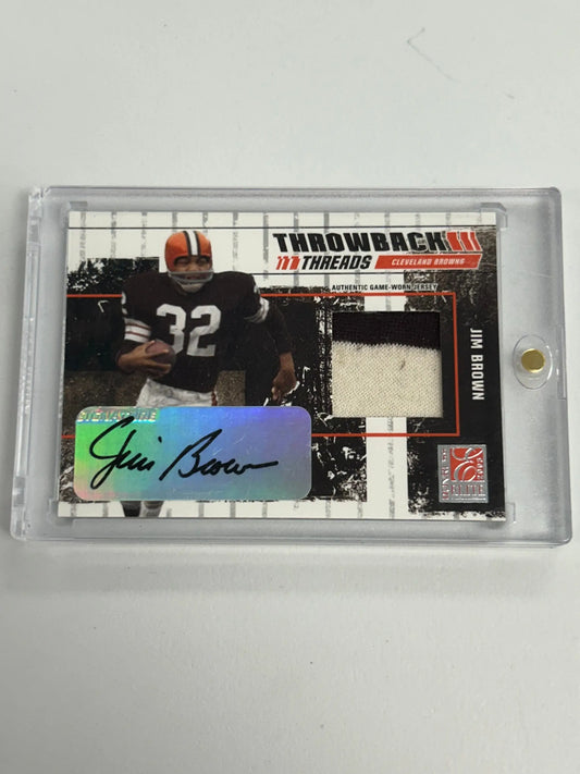 Cleveland Browns Jim Brown Autographed Donruss Elite Throwback Threads Patch Card