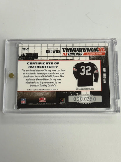 NFL Browns Jim Brown 2003 Donruss Elite Throwback Threads Patch Auto with authenticity