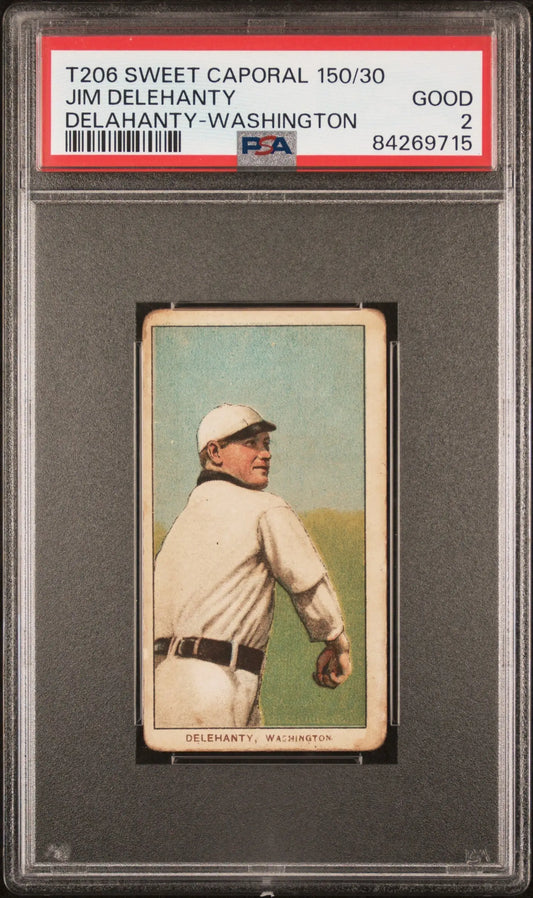 PSA-graded Jim Delehanty Delahanty 1909-11 T206 Sweet Caporal baseball card WSH player
