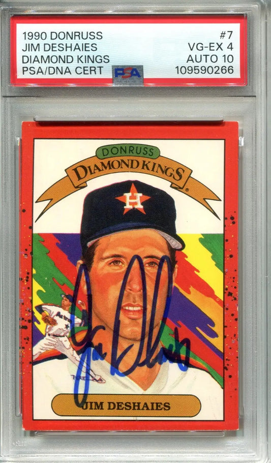 Jim Deshaies 1990 Donruss Diamond King baseball card with autograph, PSA DNA certified