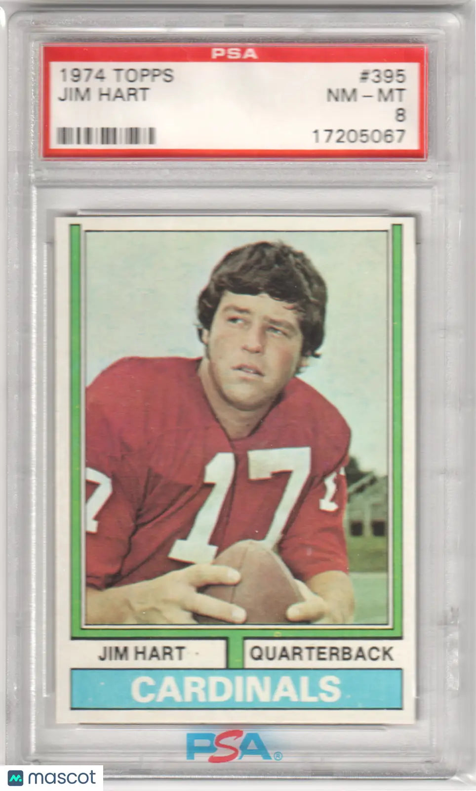 Columbia Hobby Jim Hart 1974 Topps #395 PSA 8 NM-MT football card