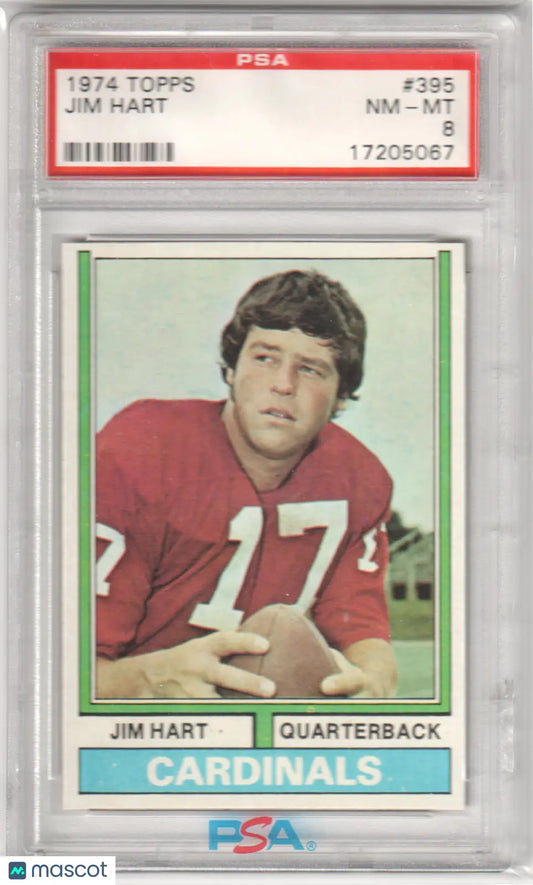 Columbia Hobby Jim Hart 1974 Topps #395 PSA 8 NM-MT football card