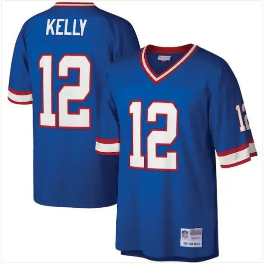 Blue football jersey displayed as Jim Kelly Buffalo Bills Legacy Replica Jersey Royal