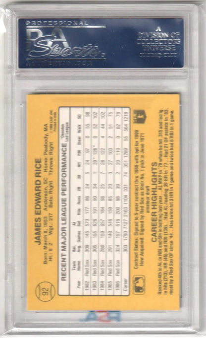 James Edward Rice 1987 Donruss Jim Rice baseball card PSA 10 gem mint Columbia Hobby
