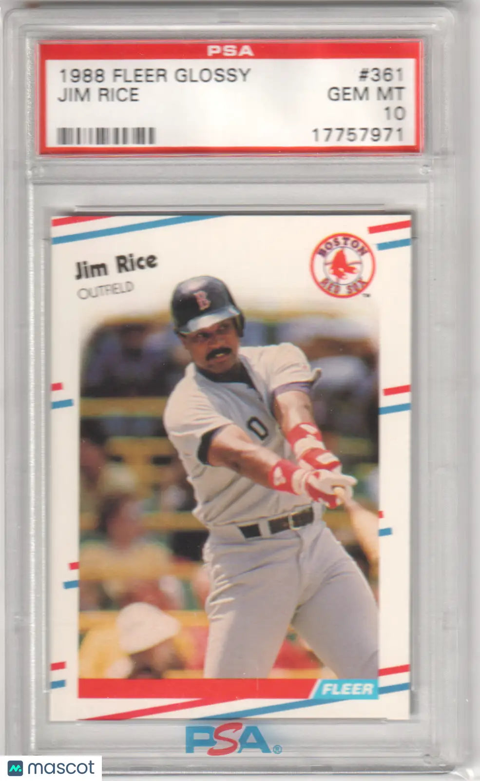 Fleer Glossy Jim Rice 1988 baseball card graded PSA GEM MT 10 from Columbia Hobby