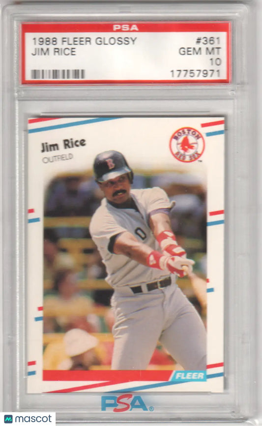 Fleer Glossy Jim Rice 1988 baseball card graded PSA GEM MT 10 from Columbia Hobby