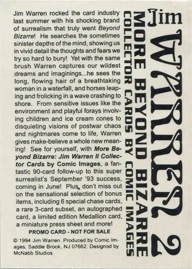 Jim Warren 2 More Beyond Bizarre 1994 promo card for surrealist trading cards
