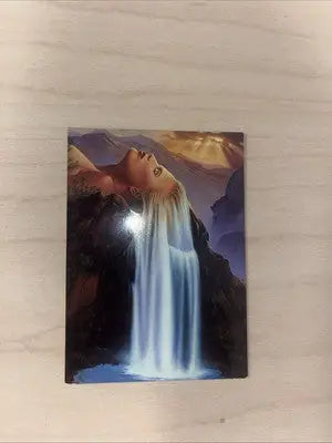 Artistic waterfall woman from Jim Warren surrealism comic images artwork promo card 1993