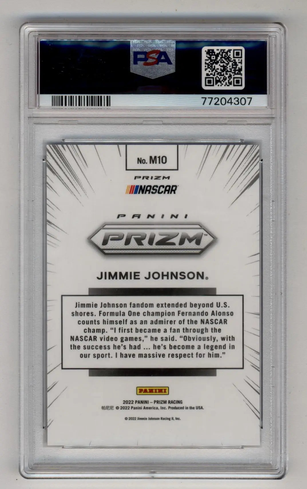 Jimmie Johnson 2022 Prizm Nascar Manga PSA 10 Gem Mint - Singles