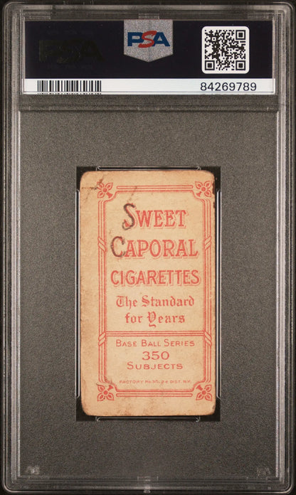 Vintage T206 Sweet Caporal cigarette pack of Jimmy Burke in PSA graded holder
