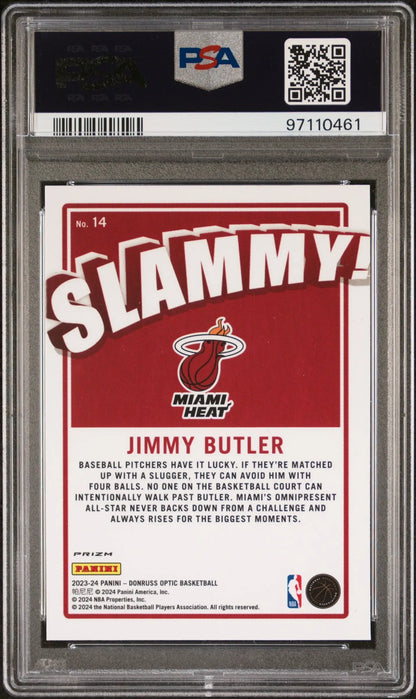 Graded Jimmy Butler basketball card from Donruss Optic Slammy PSA 9 Mint series
