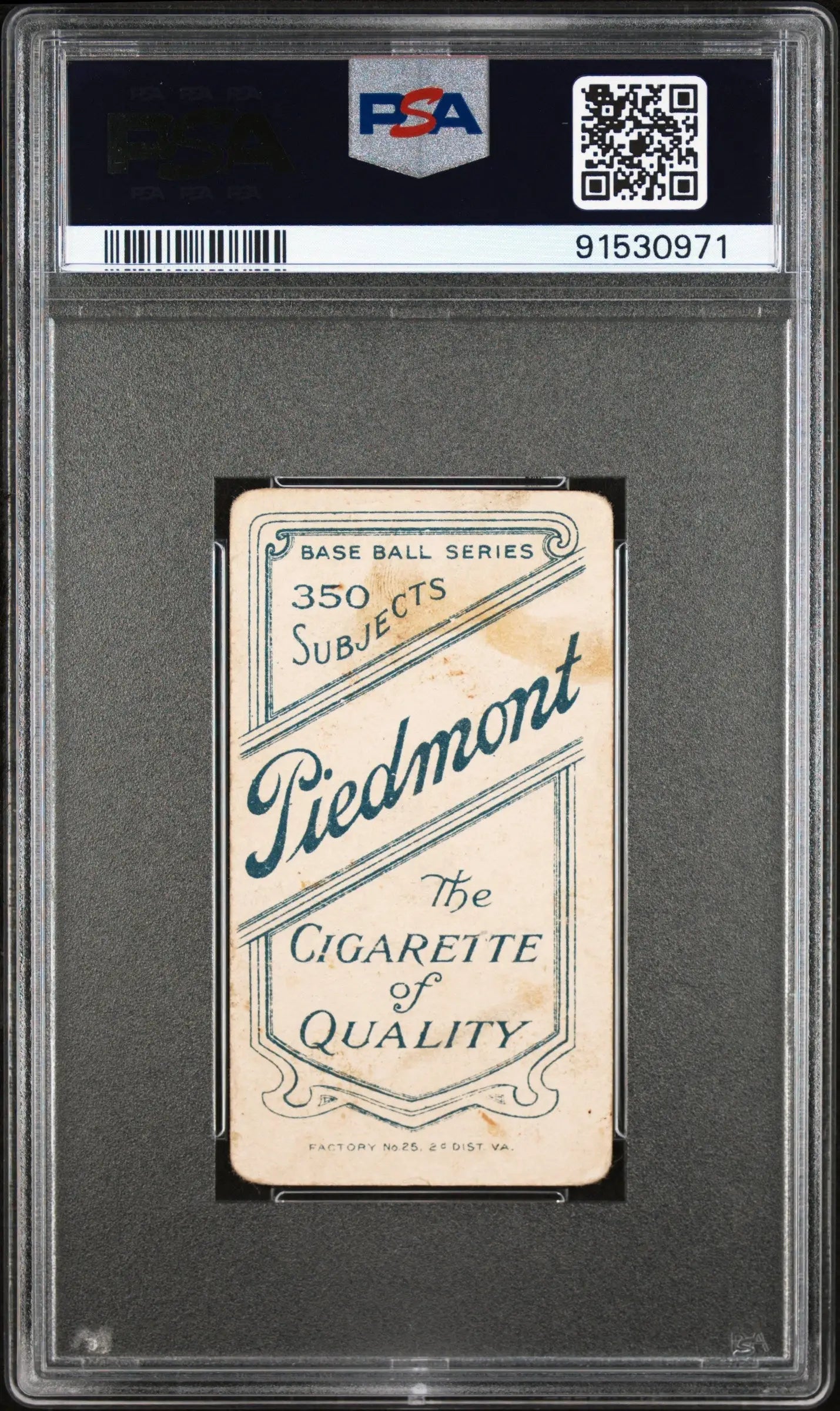 Vintage Jimmy Jackson 1909-11 T206 Piedmont cigarette card in protective PSA case
