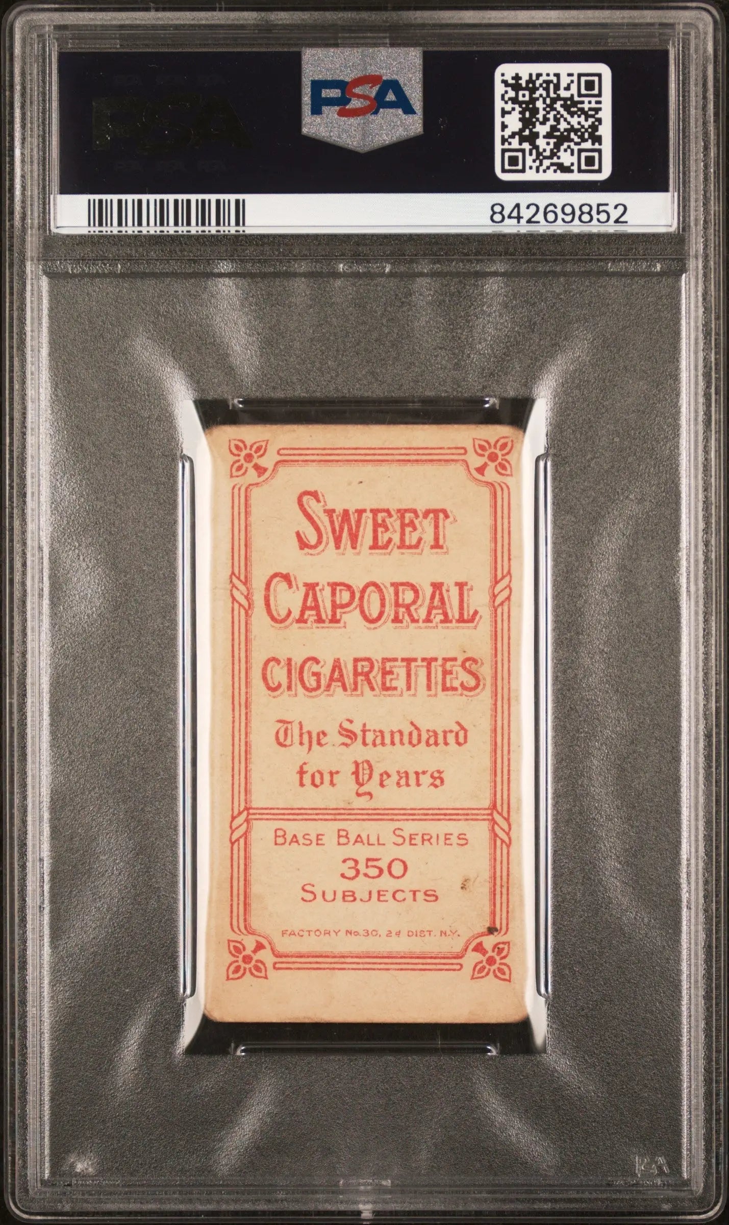 PSA-graded Jimmy Lavender T206 Sweet Caporal Cigarettes card in protective case
