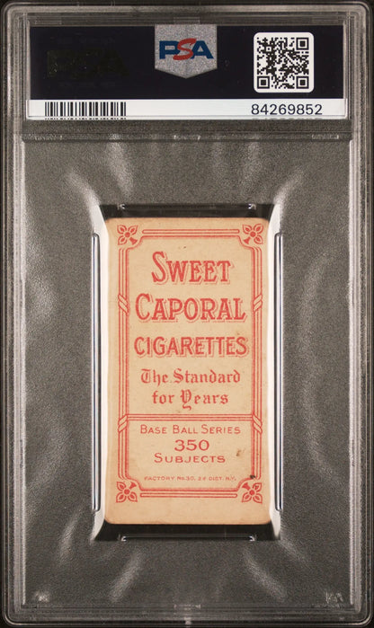 PSA-graded Jimmy Lavender T206 Sweet Caporal Cigarettes card in protective case