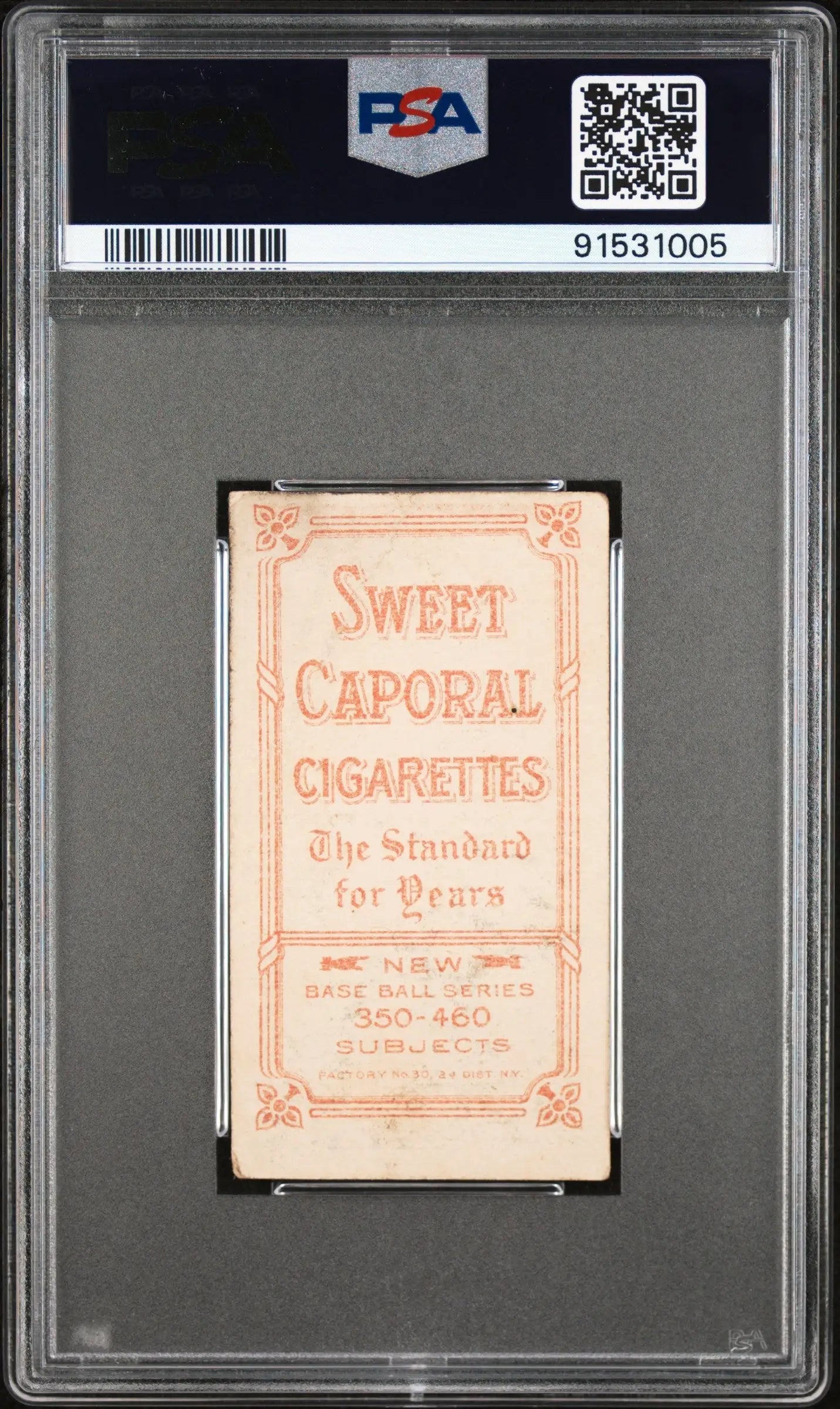 PSA-graded T206 Sweet Caporal card of Jimmy Sheckard Glove in protective holder