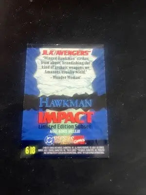 Hawkman Impact trading card from JLA-Avengers Gum Chase Card series, collectible chase card