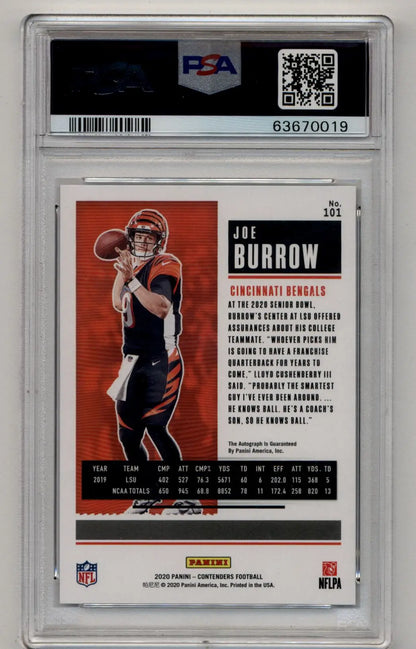 Joe Burrow 2020 Contenders Wild Card Auto #101 PSA 9 Mint Auto 10 - Singles