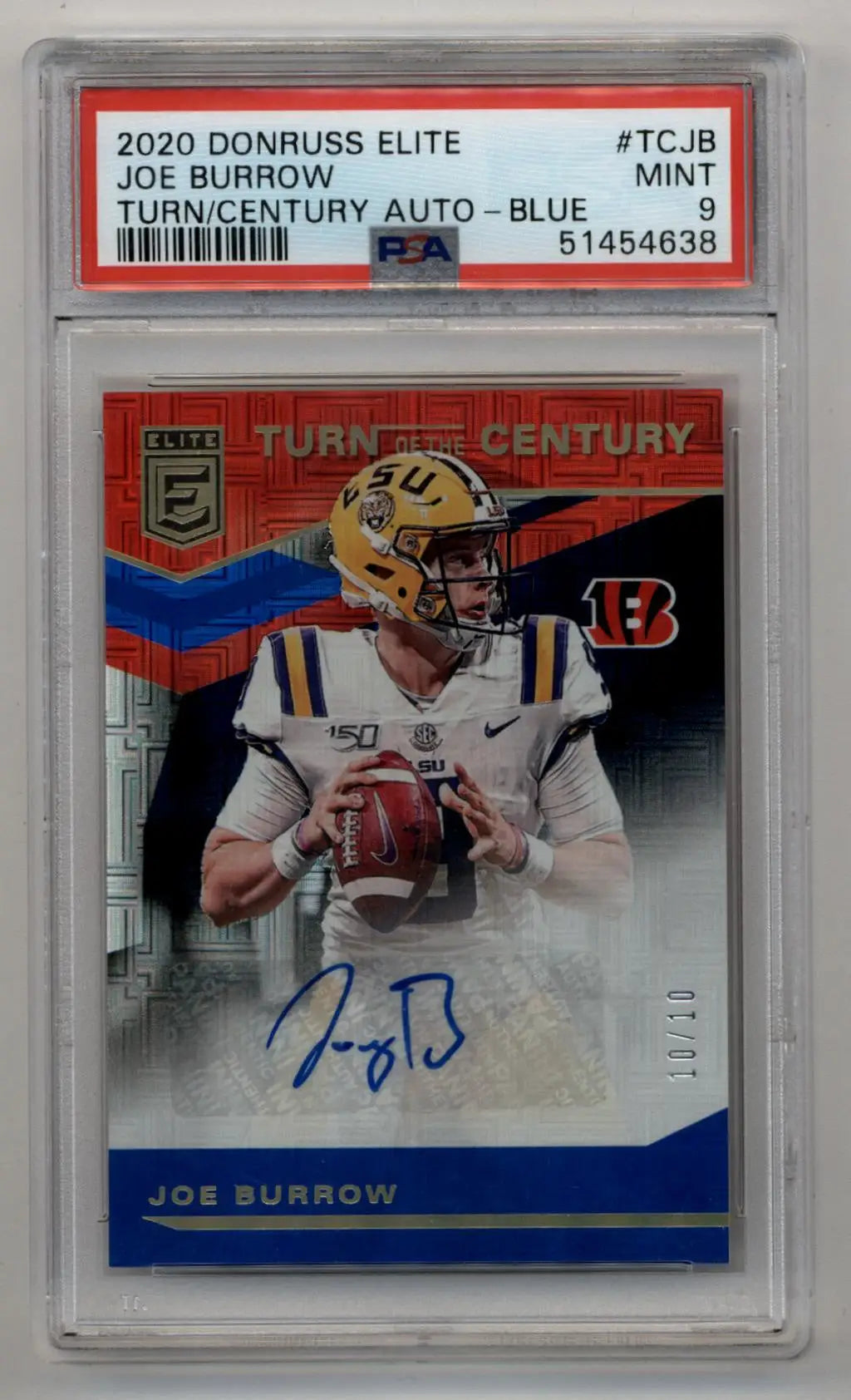 Joe Burrow 2020 Donruss Elite Turn of the Century Auto 10/10 PSA 9 Mint - Singles