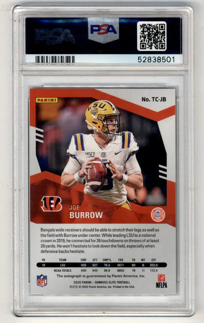 Joe Burrow 2020 Donruss Elite Turn of the Century Black Gold Auto #16/25 PSA 10 Gem Mint - Singles