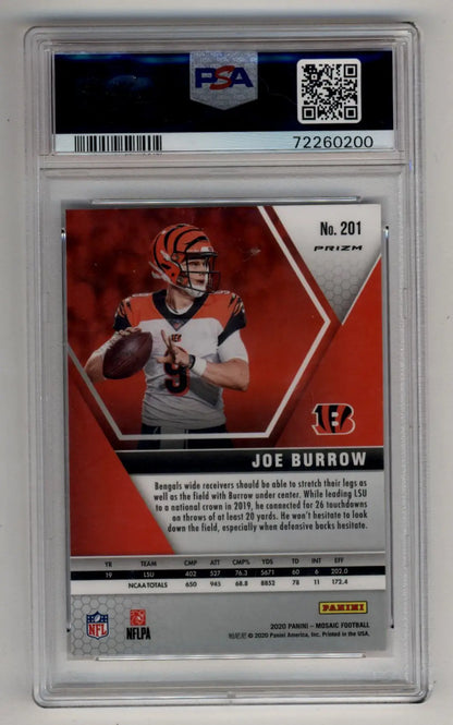 Graded Joe Burrow 2020 Mosaic Reactive Gold Football Trading Card PSA 10 Gem Mint