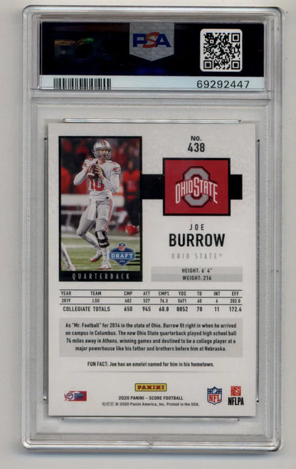 Joe Burrow 2020 Score Gold Zone #438 05/50 PSA 9 Mint - Singles