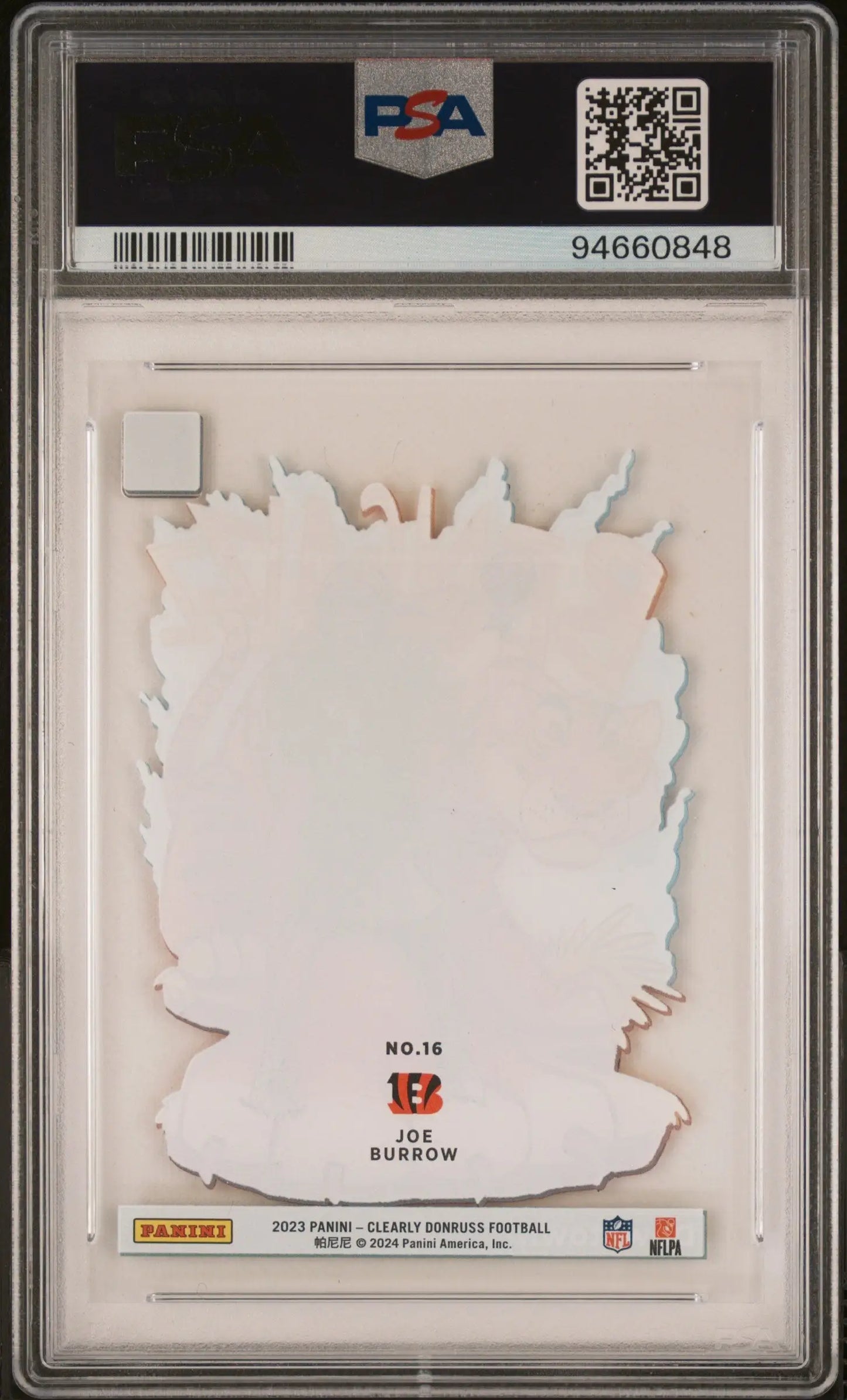 Joe Burrow 2023 Clearly Donruss Downtown PSA 9 Mint football trading card