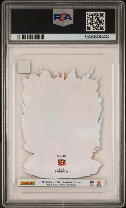 Joe Burrow 2023 Clearly Donruss Downtown PSA 9 Mint football trading card