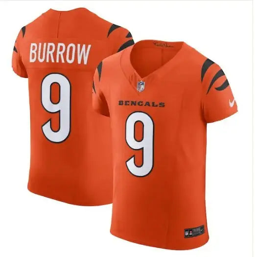 Orange Cincinnati Bengals Joe Burrow Nike Vapor F.U.S.E. Elite Jersey with name and number 9