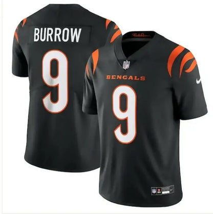 Black and orange Joe Burrow Cincinnati Bengals Nike Vapor Untouchable Limited Jersey with number 9