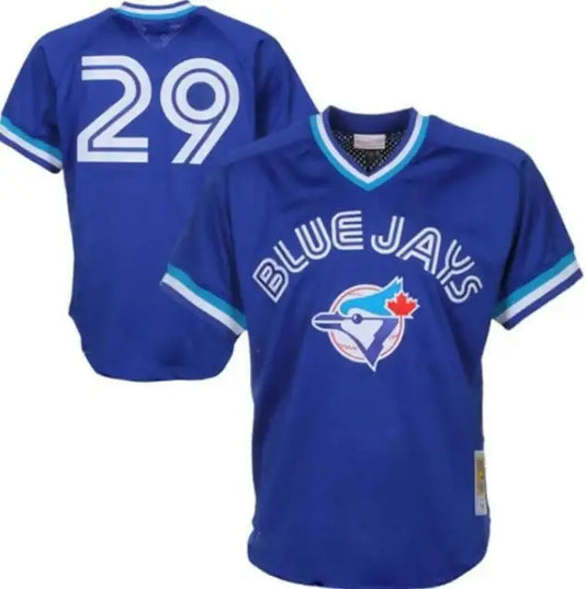 Blue Toronto Blue Jays jersey with number 29 and team logo front, Cooperstown Collection