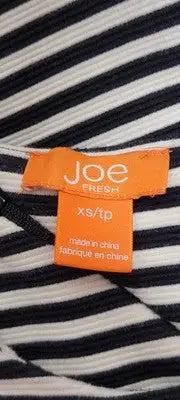 Joe Fresh size XS sleeveless striped dress with black and white stripes and brand tag
