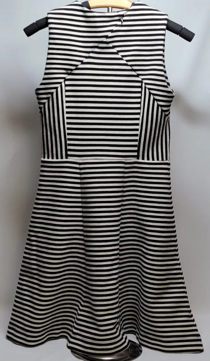 Joe Fresh size XS sleeveless striped dress with black and white flared skirt